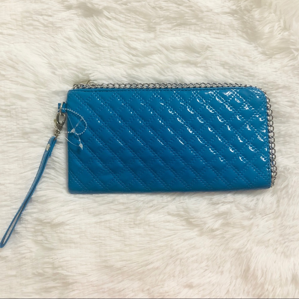 Turquoise Faux Chain Trim Clutch NWOT